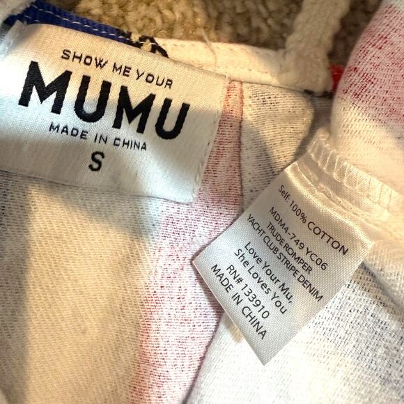 Show Me Your Mumu Trude small striped romper denim shorts SH 3061 - Picture 9 of 10